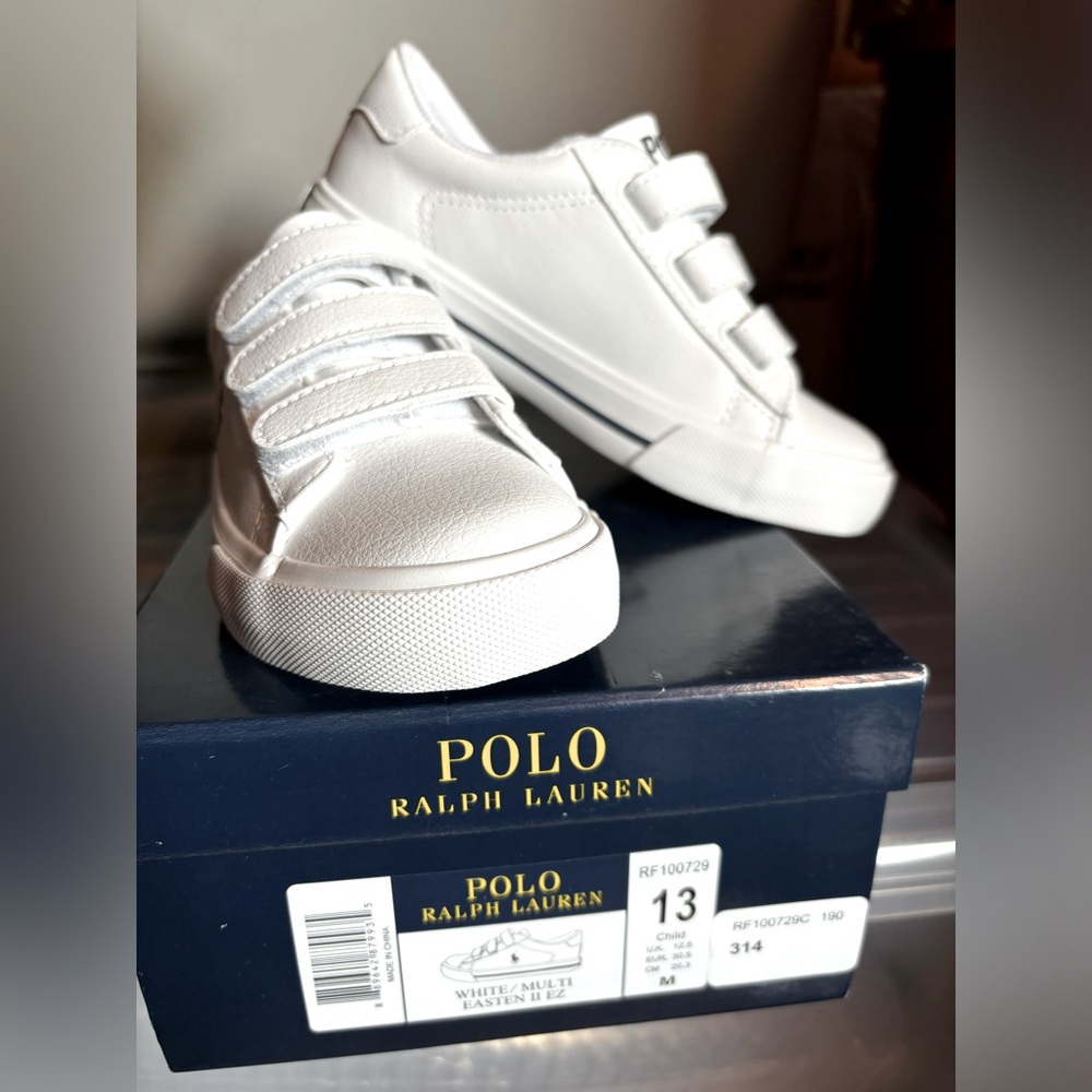 Polo Ralph Lauren White Sneakers NIB Boys Size 13